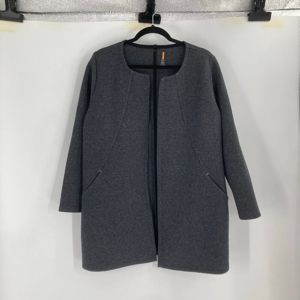 Lucy Activewear Dark Gray Long Open Front Coat Women’s Small Stretch Casual Work